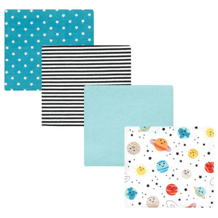 Couvertures d'emmaillotage Hudson Baby en flanelle de coton, motif Happy Planets, taille unique