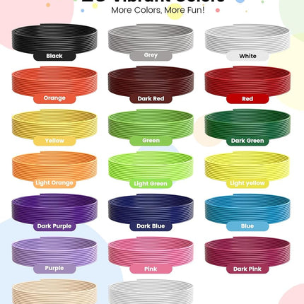 40 Colors 3D Pen Filament Pla Refills, 16 ft per Color 1.75mm Premium Filament for 3D Printing Pen Comes with 2 Finger Caps & 3D Pen Drawing Guide Book