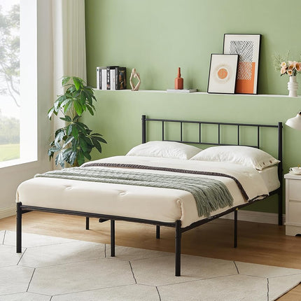 VECELO Twin Metal Platform Bed Frame with Headboard, Heavy Duty Steel Slats, No Box Spring Needed,Easy Assembly, Modern Minimalist Design, Set of 2