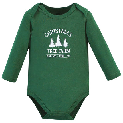 Hudson Baby unisex-baby Cotton Long-sleeve Bodysuits, Christmas Tree 3-pack, 3-6 Months