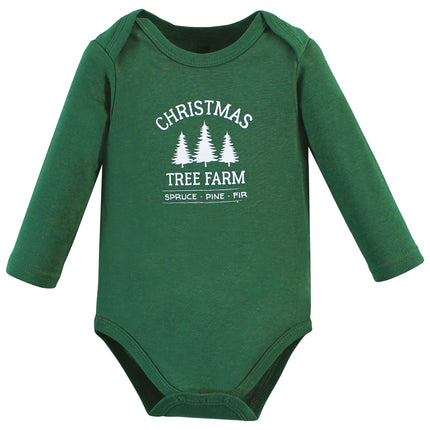Hudson Baby unisex-baby Cotton Long-sleeve Bodysuits, Christmas Tree 3-pack, 3-6 Months