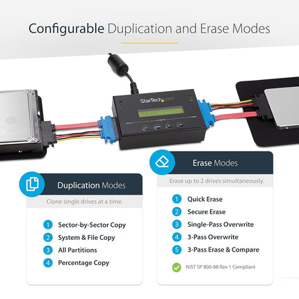 StarTech 1:1 2.5/3.5in SATA Duplicator Eraser, 14GB/min, Copier (SATDUP11)