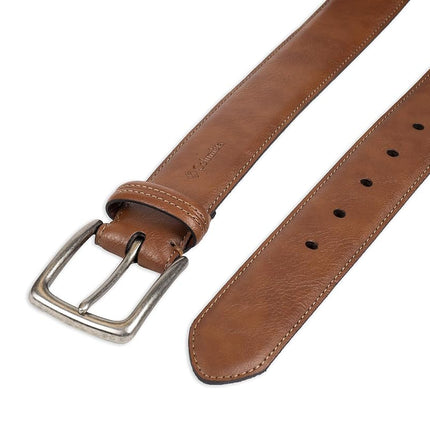 Columbia Men's Casual Leather Belt-Jeans Khakis Dress Silver Prong Buckle, Tan, Waist 46