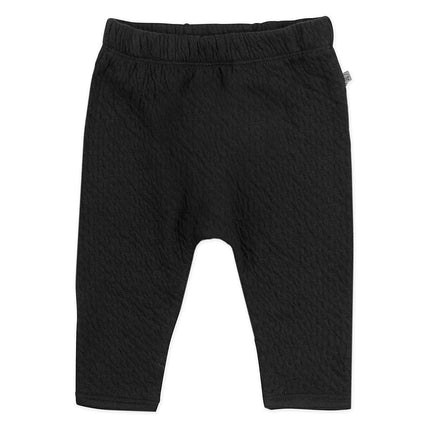 HonestBaby Baby Organic Cotton Matelasse Harem Pant, Black, 3-6 Months