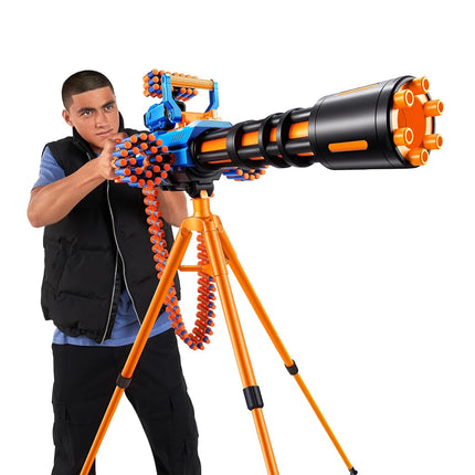 XSHOT Insanity Motorized Rage Fire by ZURU with 72 Darts, Air Pocket Technology Darts and Dart Storage, Motorized Blasting Power, Auto Feeding Belt, Tripod and Scope, Outdoor Toy