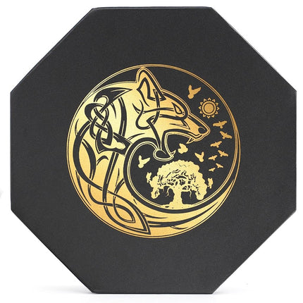 Premium Dice Tray for DND, Detailed World Tree & Wolf Raven Design – 23 CM