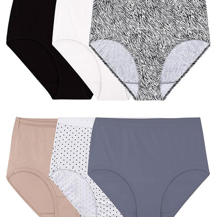 Fruit of the Loom Women's Plus Size Comfort Covered Cotton Assorted Briefs, 6 Pack Underwear, 14 (Pack of 6)