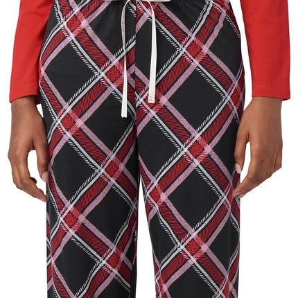 HUE womens Sleep and Lounge Pajama Separates, Christmas and Holiday Collection, Black Perfect Plaid - Sleep Pant, M