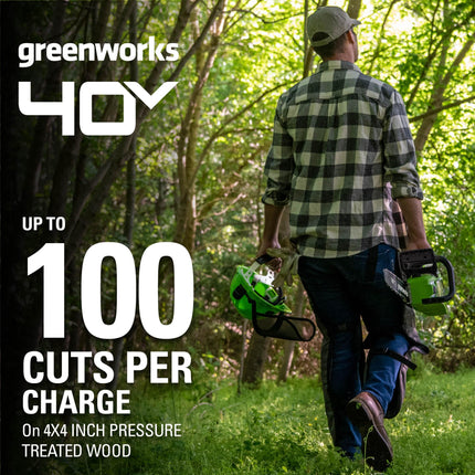 Greenworks 40V 16" Brushless Cordless Chainsaw (Gen 2) (Great for Tree Felling, Limbing, Pruning, and Firewood / 75+ Compatible Tools), Tool Only
