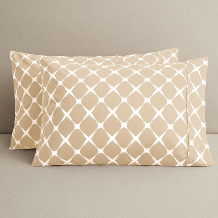 Elegant Comfort Luxury Ultra-Soft 2-Piece Pillowcase Set - 1500 Premium Hotel Quality Microfiber Double Brushed - Wrinkle Resistant, Standard/Queen, Bloomingdale Pattern Cream