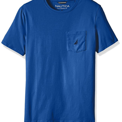 Nautica Men's Solid Crew Neck Short-Sleeve Pocket 