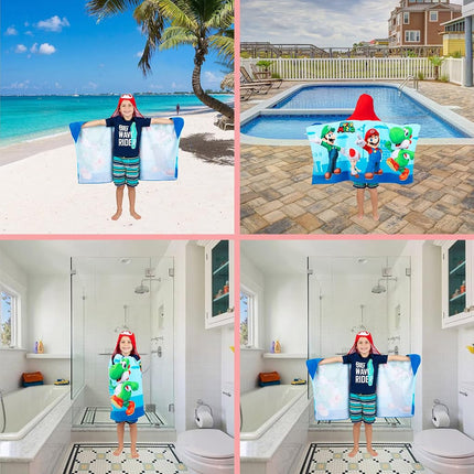 Franco Kids Bath and Beach Soft Cotton Terry Hooded Towel Wrap, 24" x 50", Mario