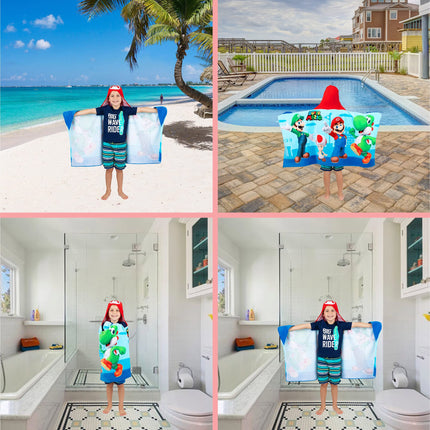 Franco Kids Bath and Beach Soft Cotton Terry Hooded Towel Wrap, 24" x 50", Mario