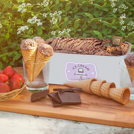 ZICOTO Set of 2 Reusable Ice Cream Tub Containers 1.6 Quart Ea. - Perfect for Homemade Sorbet, Frozen Yogurt Or Gelato - Stackable Storage Containers, Stickers And Lids Stores Easily In Freezer