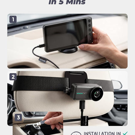 WEMOH Magnetic Dual Baby Car Camera for Two Kids, 1080P IPS Display with Magnetic Mount, 3 Modes(Zoom/Mirror/Split), Automatic Night Vision, USB-Powered Car Camera for Baby Rear Facing (2 Cams)