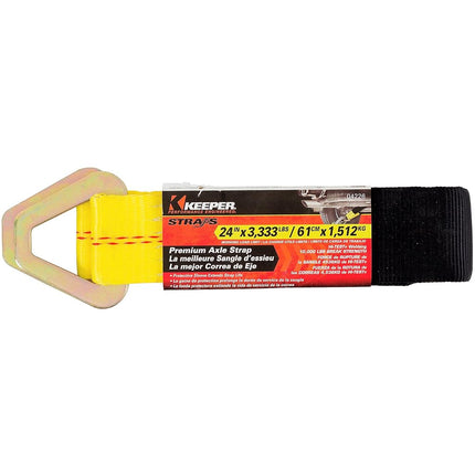 Keeper – 2” x 24” Premium Axle Tie Down Strap with D Rings - 3,333 lbs. Working Load Limit and 10,000 lbs. Break Strength
