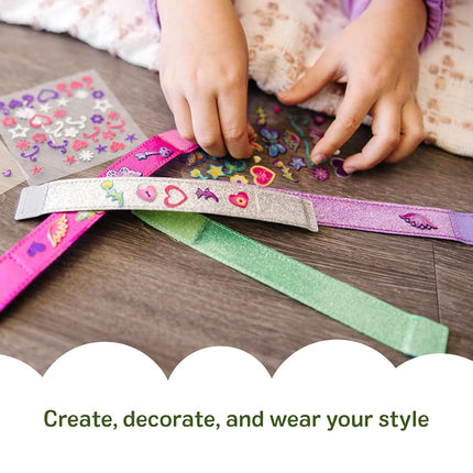 Melissa & Doug Design-Your-Own Bracelets with 100+ Sparkle Gem and Glitter Stickers Kids Snap Bracelets, Kids Stickers, Jewellery Crafts for Ages 4+