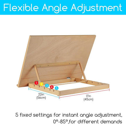 MEEDEN Extra Large(20"x 30") Wooden Tabletop Easel for Painting, 5-Position Adjustable Drawing & Sketching Board, Portable Beechwood Desktop Art Easel Stand for Adults, Artists, Beginners & Student