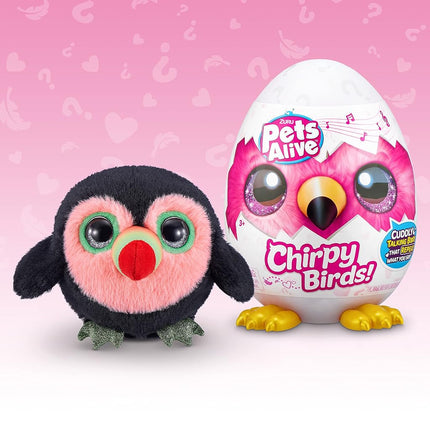 Pets Alive Chirpy Birds, Buhzoo the Toucan, Surprise Interactive Toy Pets with Electronic Speak and Repeat, Sings 2 Unique Songs, 5 Layers of Surprises, 23 cm, Ages 3+, (Toucan)