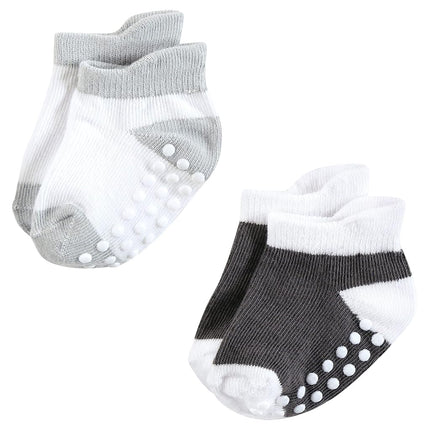 Hudson Baby Chaussettes antidérapantes invisibles unisexe pour bébé, rayures noires et blanches, 12-24 mois