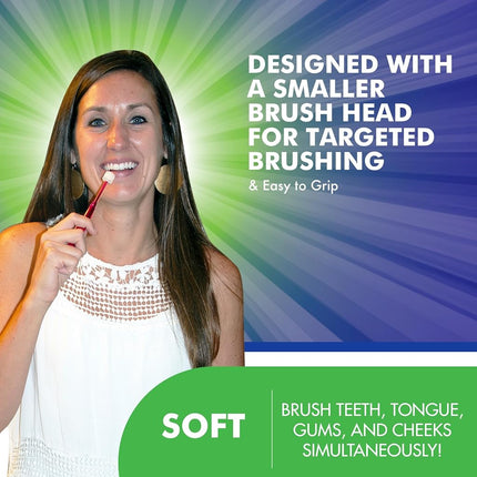 Brilliant Soft Toothbrush for Adults - With Over 14,000 360 Degree Micro-Fine, Rounded-Tip Bristles for Easy & Effective Cleaning, Blue-Clear, 2 Count