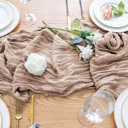 Wokceer Cheesecloth Table Runner Nude Pink 10FT Boho Gauze Cheese Cloth Table Runner for Party Long Rustic Sheer Table Runners for Baby Bridal Shower Wedding Easter Table Decor