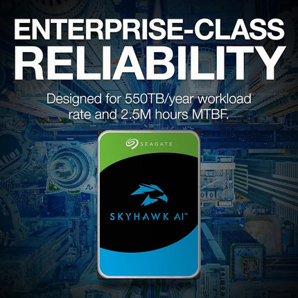 Seagate Skyhawk AI, 8TB, Video Internal Hard Drive, 3.5", SATA, 6Gb/s, 256MB Cache, for DVR/NVR Security Camera System, 3 year Rescue Services, FFP (ST8000VEZ01)