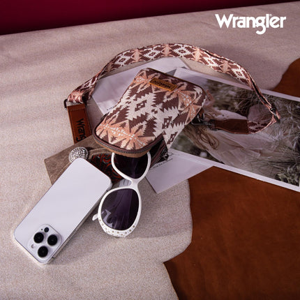 Sac bandoulière Wrangler Aztec Sling Bag Southwest, Sac de poitrine tendance, Café clair