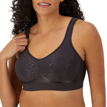 Bali Women's Comfort Revolution Wireless Bra, Full-Coverage Wirefree Bra, Cool Comfort Fabric, Black Swirl, 38C