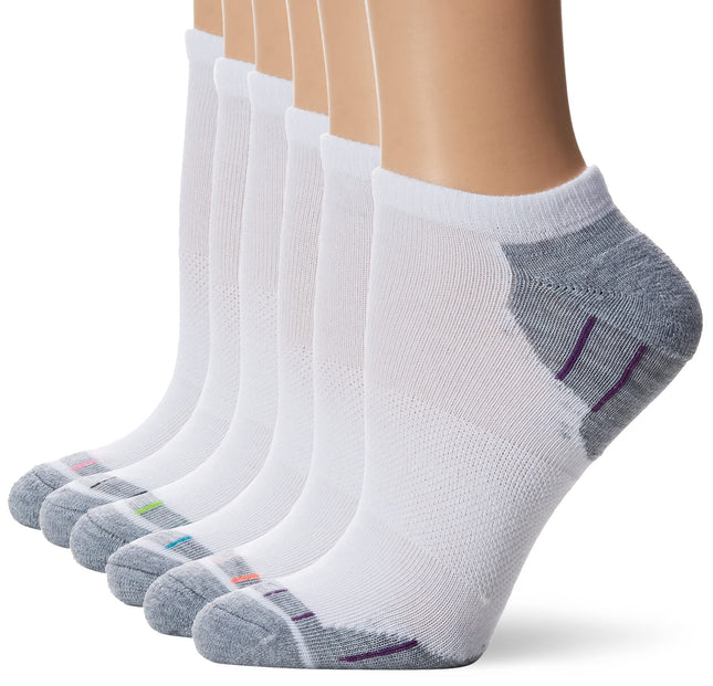 Hanes Womens Cool Comfort Sport 6-Pack No Show Socks, 5-9, White Assortment