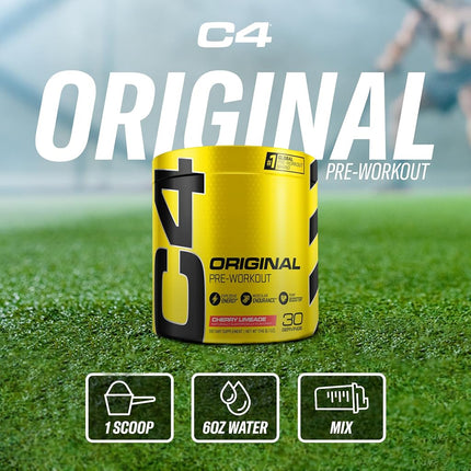 C4 Original Pre Workout Powder Cherry Limeade | Vitamin C for Immune Support | Sugar Free Preworkout Energy for Men & Women | 150mg Caffeine + Beta Alanine + Creatine | 30 Servings