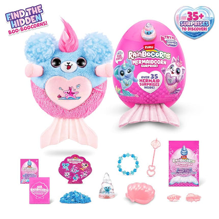 Rainbocorns Mermaidcorn (Puppy) by ZURU, Collectible Plush, Mermaid Surprises, Cuddle Plush Stuffed Animal, Surprise Egg, Stickers, Magic Sands & Bubble Mixture, for Girls 3+ Up