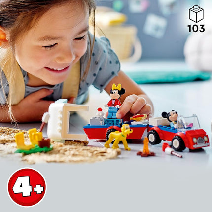 LEGO Disney Mickey Mouse and Minnie Mouse's Camping Trip 10777 Building Toy with Camper Van, Car & Pluto Figure, for Kids 4 Plus Years Old