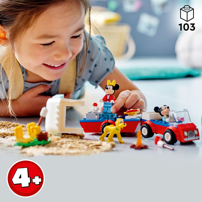 LEGO La virée en camping de Mickey et Minnie 10777, un jouet de construction avec un camping-car, une voiture et une figurine de Pluto, pour les enfants de 4 ans et plus