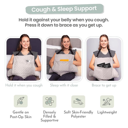 MOYOAMA 3 Pcs Hysterectomy Pillow Set - Incl 2 Gel Packs for Soothing Relief - Hysterectomy Recovery Must Haves After C Section,Post Surgery Pillow,Abdominal Surgery Recovery Pillow,Hysterectomy Gifts