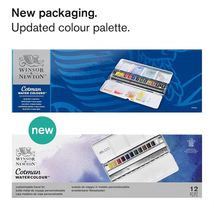Winsor & Newton Cotman Water Colour Paints - 1/2 Napf, Bluebox, 8 Farben