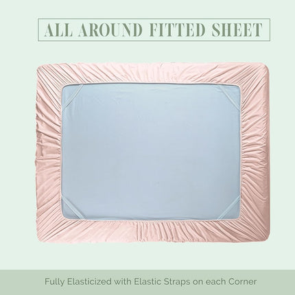 Elegant Comfort 1500 Premium Hotel Quality 18-24 Inches Deep - Extra Deep Pocket Single Fitted Sheet for High Mattress, Luxury and Softest, Smart Pocket - Wrinkle Free, King, Blush Pink