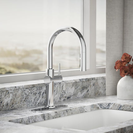 Kohler 22972-CP Crue Pull Down Kitchen Faucet, Multi Function Spray Head, Kitchen Sink Faucet, Polished Chrome