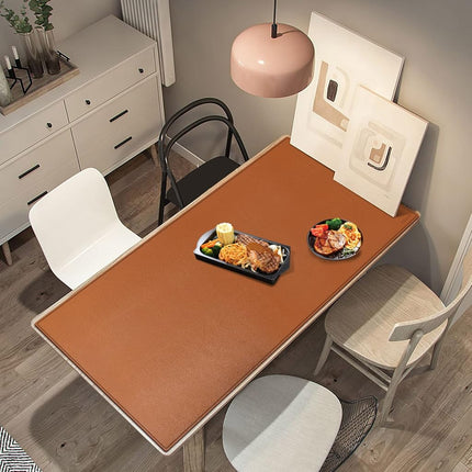 ZORESYN Conference Table Pads (180x80cm) - PU Leather Extended Large Mouse pad Office Desk Mat - Nonslip Base and Waterproof Desktop Writing Pad Mouse Mat (Light Brown)