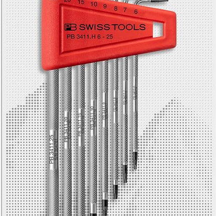 PB SWISS TOOLS Torx Wrench Set PB 3411.H | 100% Swiss Made | 8-piece Torx Key Set with Knurled Shaft, T6/T7/T8/T9/T10/T15/T20/T25 for Screwdriving Work in Industry and Handcraft, 3411.H 6-25 CN