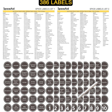 SpaceAid Spice Rack Organizer with 21 Spice Jars, 386 Spice Labels, Chalk Marker and Funnel Set for Cabinet, Countertop, Pantry, Cupboard or Door & Wall Mount - 21 Jars, 13.4" W × 9" H, Black