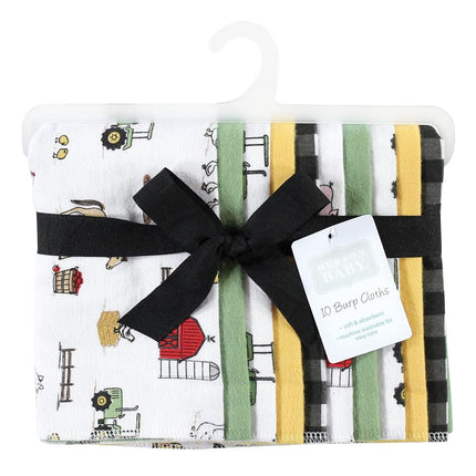 Hudson Baby Unisex Baby Cotton Flannel Burp Cloths, Boy Farm, One Size