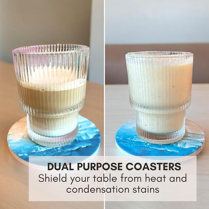 Ceramic Marble Coasters Set of 6, Absorbent Drink Coasters for Table