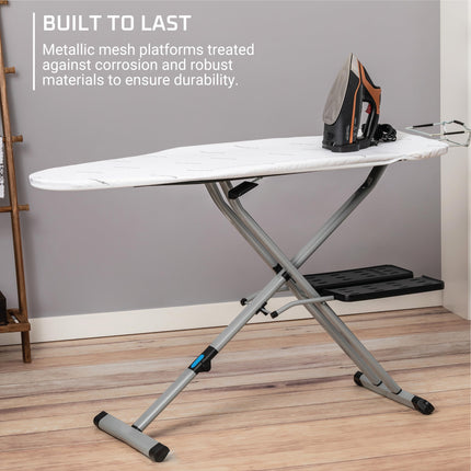 Rowenta IB9100 Pro Compact Professional Space Saving Folding Ironing Board 4-Leg with Hanger Racks and Cotton Cover, 18 54-Inch, Beige, Metal, 18" x 54"