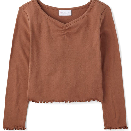 The Children's Place Girls' Basic Long Sleeve V-Ne