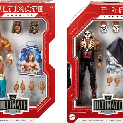 Mattel WWE Ultimate Edition Action Figure 2-Pack, Greatest Grudges '92 Collectible Set with Ultimate Warrior & Papa Shango 6-inch Superstars & Accessories