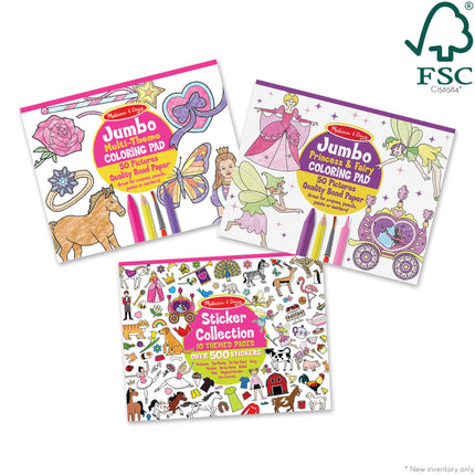 Paquete de cuaderno de pegatinas/libros para colorear para niñas de Melissa & Doug