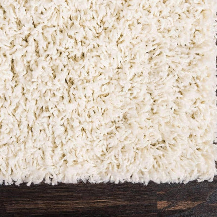 Unique Loom Solo Solid Shag Collection Modern Plush Pure Ivory Runner (3' x 10')
