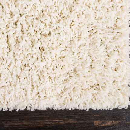 Unique Loom Solo Solid Shag Collection Modern Plush Pure Ivory Runner (3' x 10')