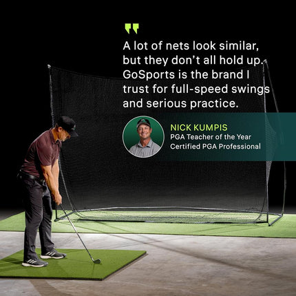 GoSports 10 ft x 7 ft PRO Golf Practice Hitting Net - Personal Driving Range for Indoor or Outdoor Practice